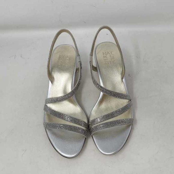 New women's 8.5W Naturalizer Vanessa2 silver strappy sandals heels 8.5 Wide - Picture 6 of 10